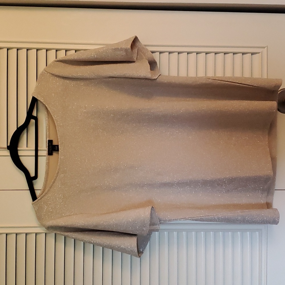 Ann Taylor - Shirt Flutter Sleeve Metallic Knit Blouse